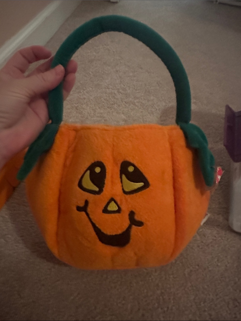 Ty Plush Pumpkin Trick-or-Treat Tote - Orange & Green